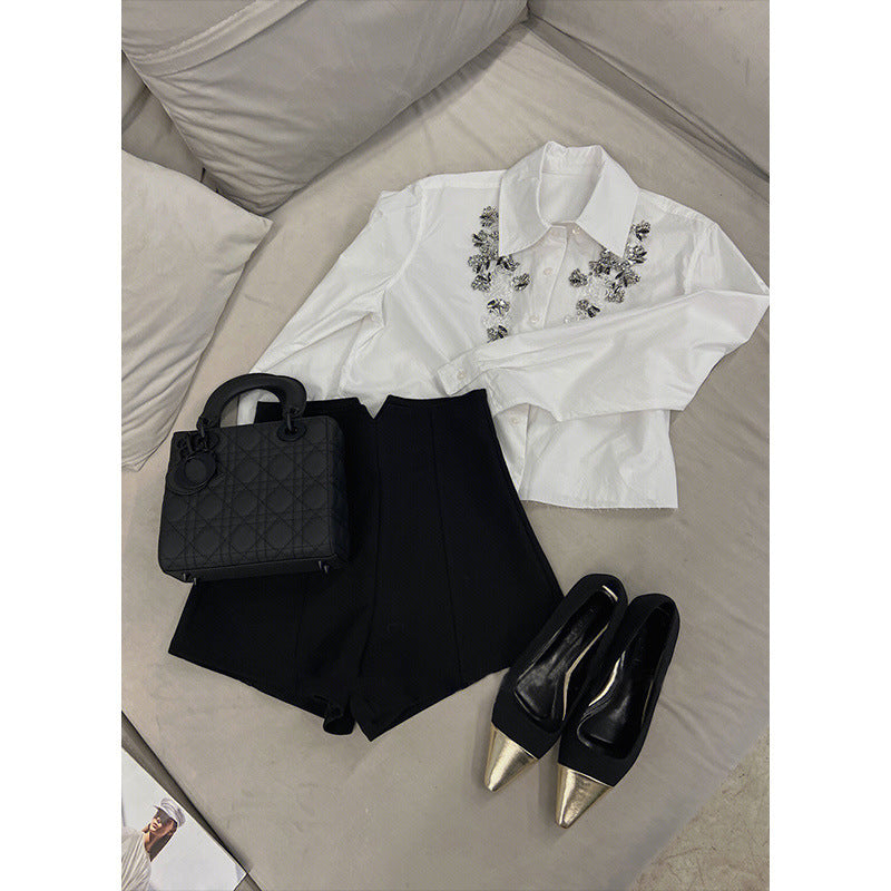 Women's Fashion Heavy Industry Nailed Beaded Top