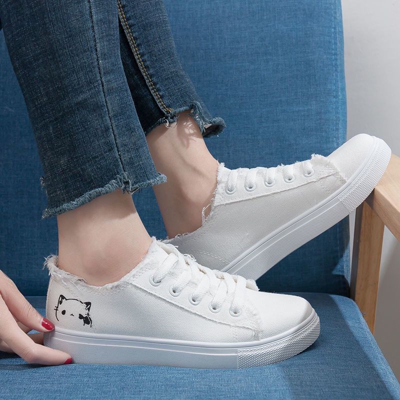 Women's White Canvas Breathable Casual Sports Shoes