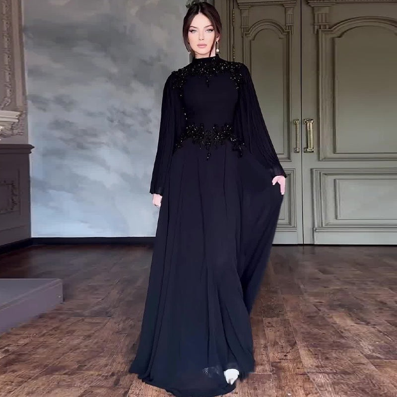 Autumn And Winter New Middle East Lace Robe Evening Gown