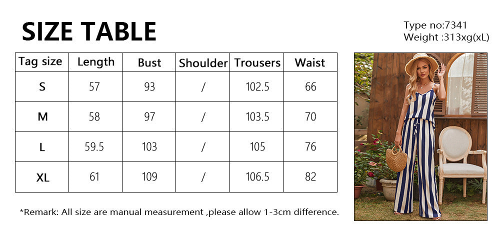 Loose Striped Small Sling Trousers Woven Suit Women