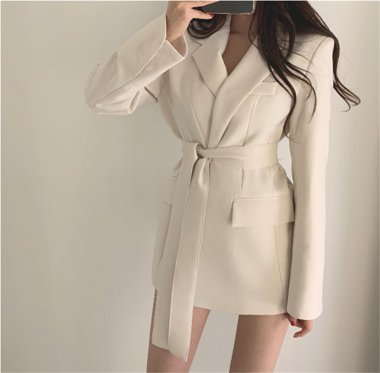 Petit blazer de costume coréen ajusté pour femme, style britannique