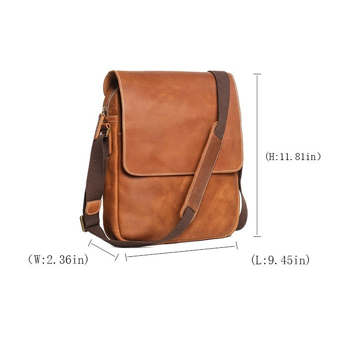 Sac à bandoulière vintage en cuir véritable fait main pour homme