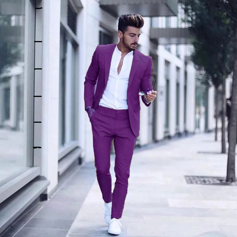 Men's Two Piece Business Casual Cotton Blend Suit
