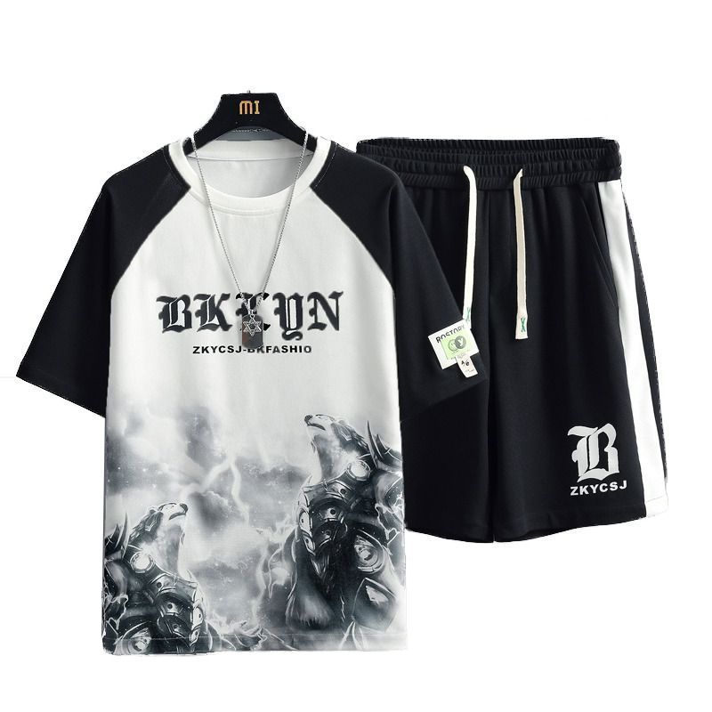 Men's Summer Casual Sports Set with T-Shirt & Shorts