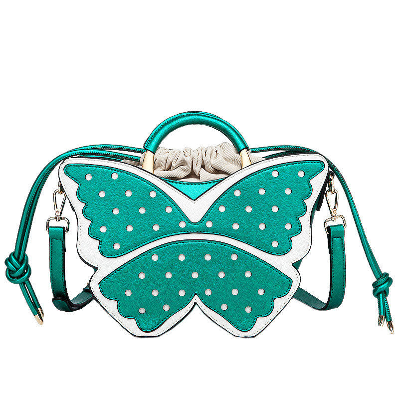 Sac en cuir PU gaufré bleu-vert vintage 13x11x21cm