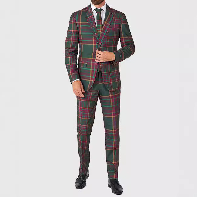 Two-Piece Digital Print Suit with Two Buttons, Regular Fit, Multiple Sizes