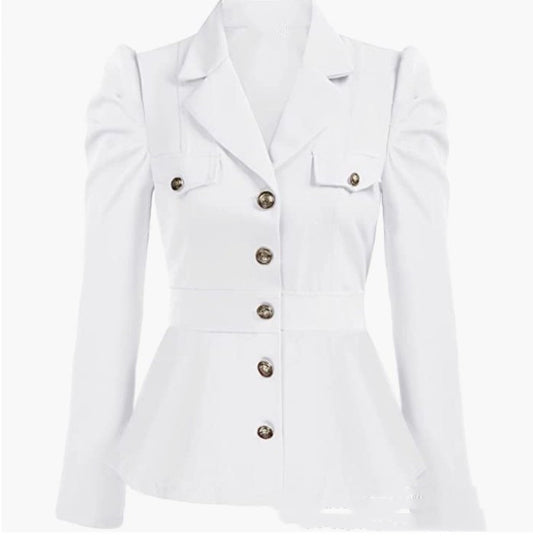 Women's Fashion Jacket Lapel Ruffled Hem