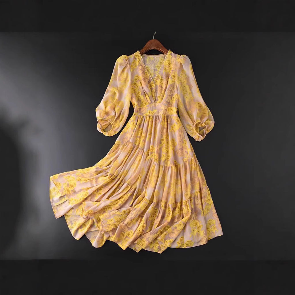 Jupe enfant taille haute amincissante, motif floral, style "Light Luxury"