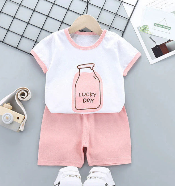 Children's Short-sleeved Suit Pure Cotton T-shirt Shorts