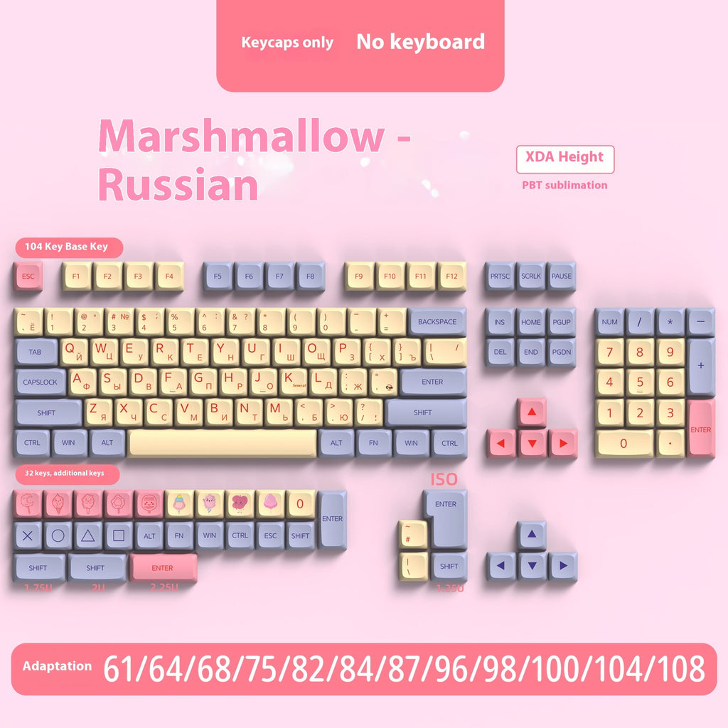 PBT Sublimation Mechanical Keyboard Keycaps Set - 136/139 Keys, Multiple Languages