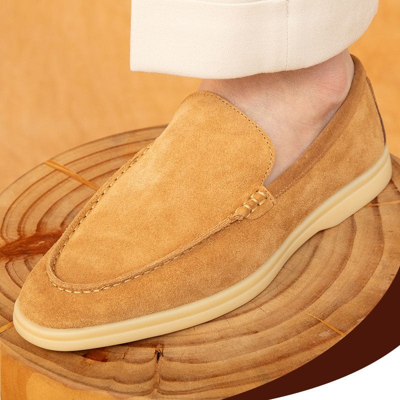 Chaussures paresseuses en cuir véritable suédé et semelle en caoutchouc, faites à la main
