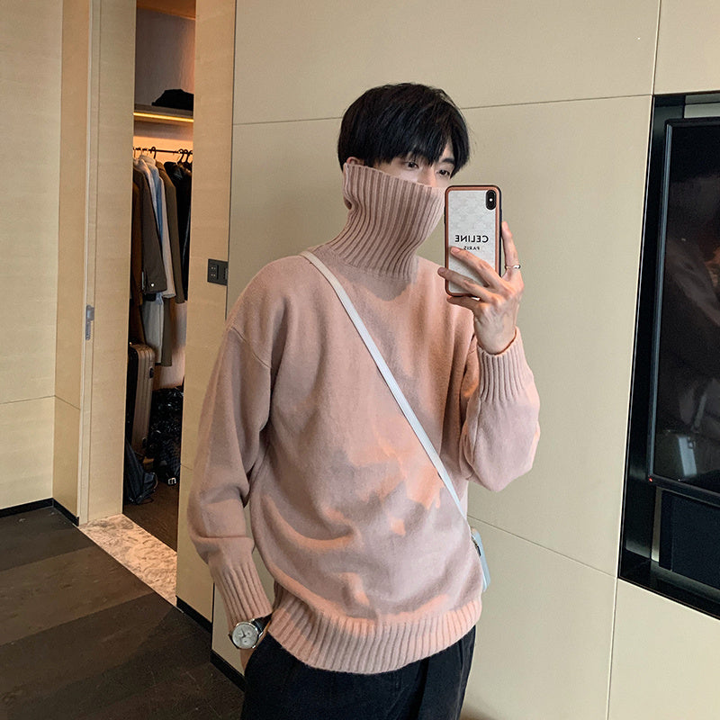 Winter Loose Turtleneck Sweater for Men with High Collar