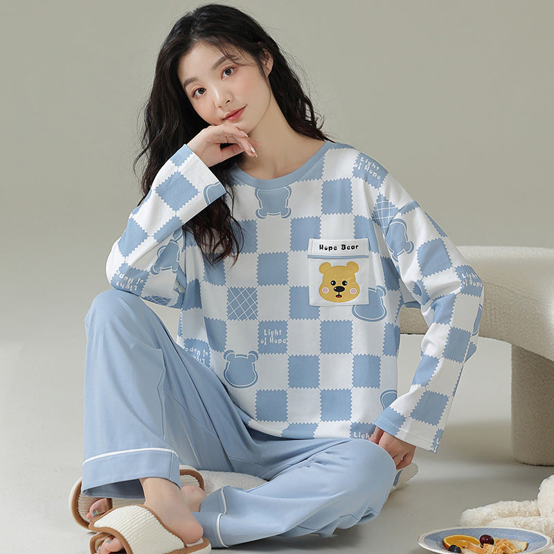 Vêtements d'intérieur en coton à manches longues avec motif de dessin animé pour le printemps et l'automne