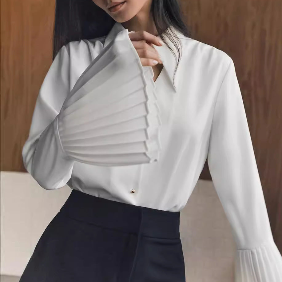Slim-Fit Long Sleeve Hollow-Out Shirt for Women