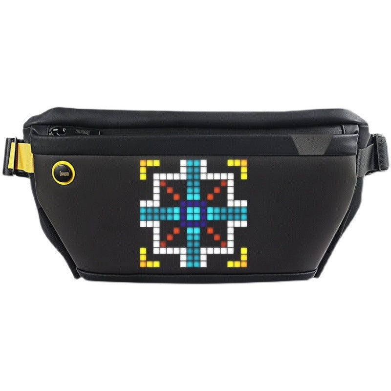 Sac bandoulière croisé homme à écran pixel LED noir 340x150x90mm