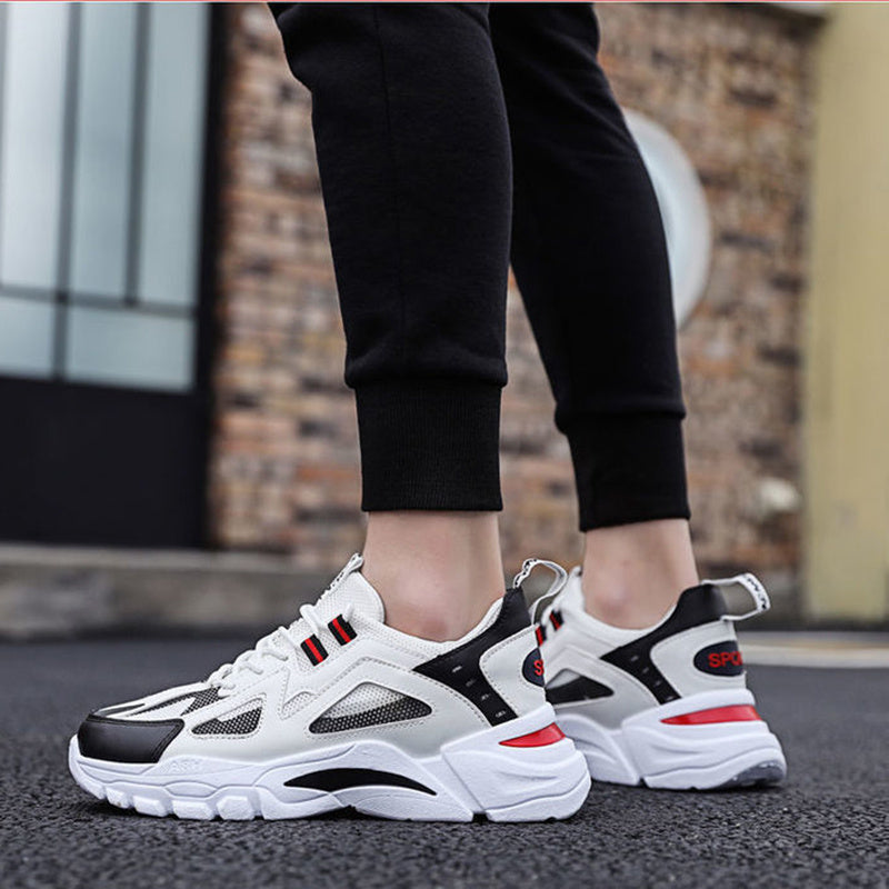 Men's White Non-Slip Sports Sneakers for Walking & Running