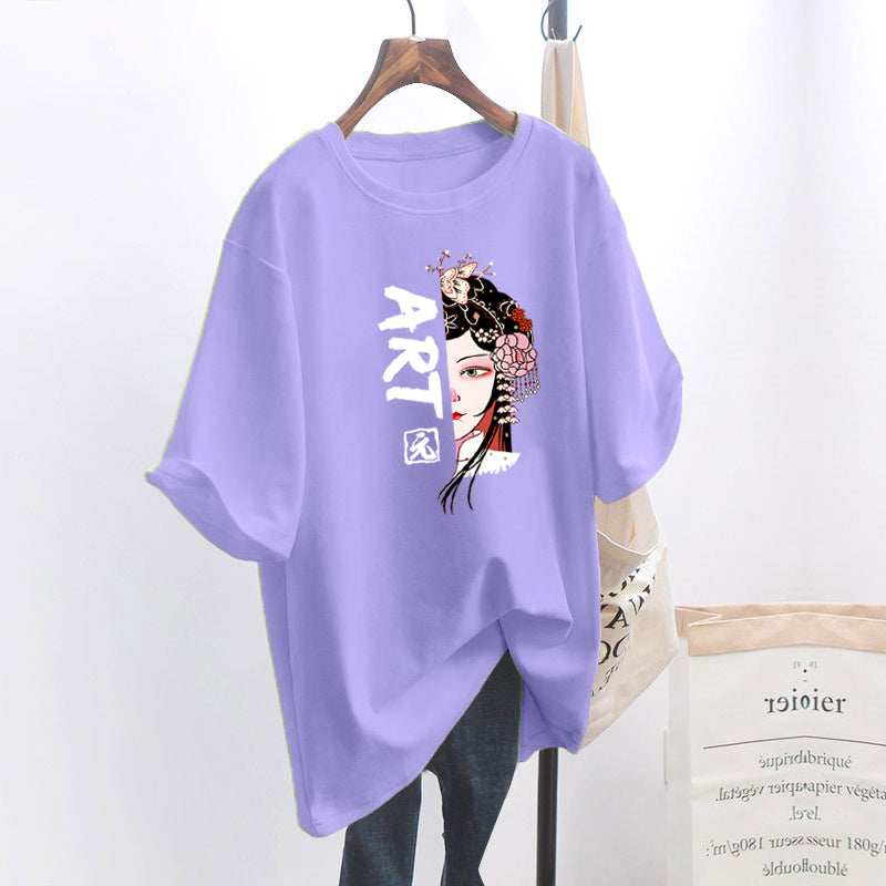 T-shirt ample à manches courtes pour femmes grandes tailles