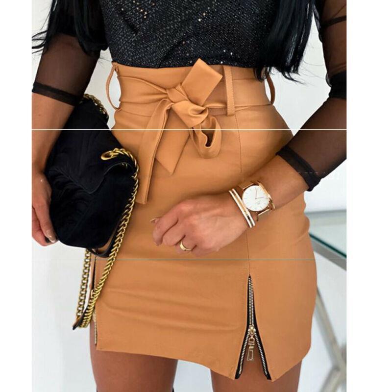 Mini-jupe en similicuir PU pour femme