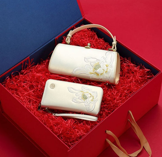 Sac à main en cuir de vachette blanc nacré – Cadeau pour belle-mère – Sac de réunion haut de gamme