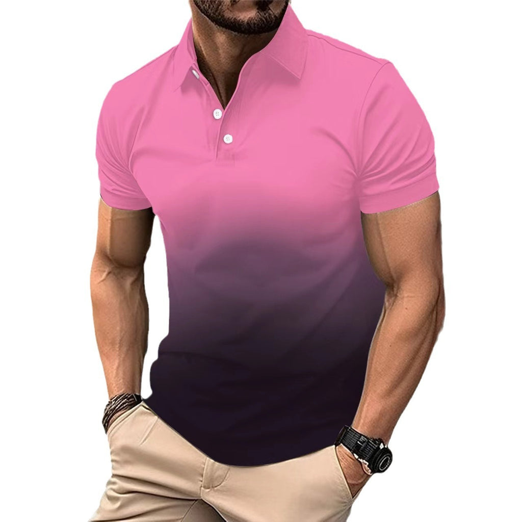 Pixie Gradient Dot Pocket Polo Shirt Men Short Sleeve Polyester