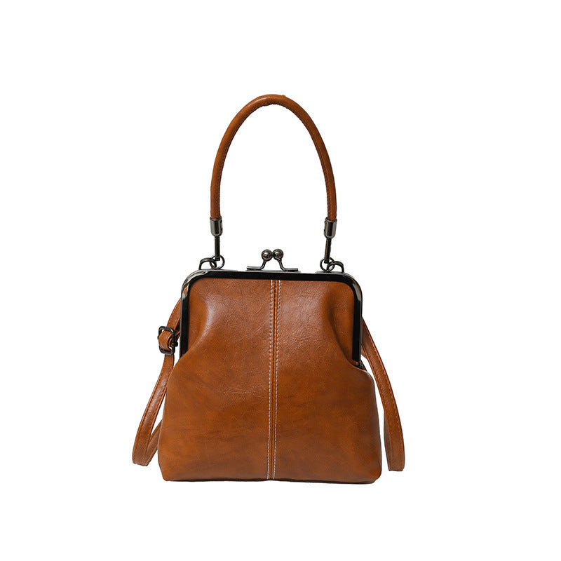 Vintage PU Shell Crossbody Handbag for Women, 21x4x20cm, Brown & Black