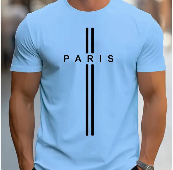 T-shirt décontracté imprimé homme, coupe ajustée, en fibre de polyester