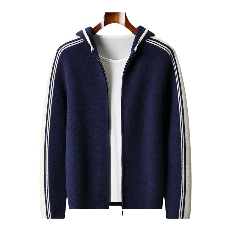 Men's Thickened Zip-Up Fleece Mock-Neck Cardigan Sweater Casual Base Layer