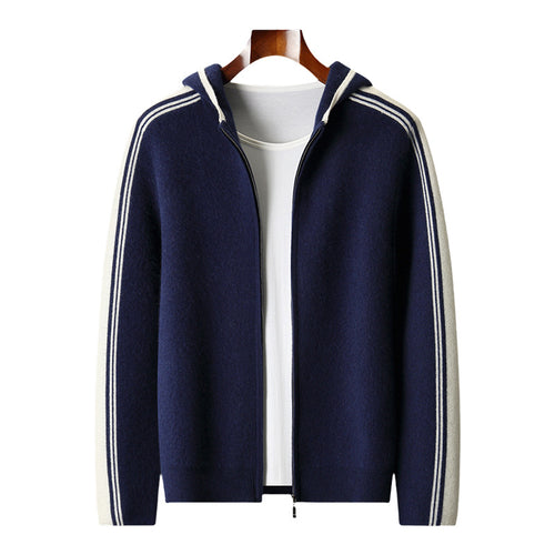 Cardigan pull pour homme en molleton épais à col montant zippé et couche de base décontractée