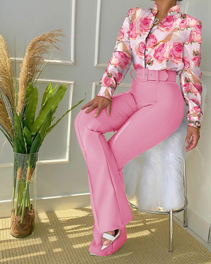 Fashion Printed Casual Women's British Style Suit