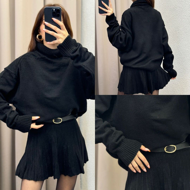 Ensemble deux pièces pour femme : pull et jupe courte, taille mi-haute, XS-XXXL