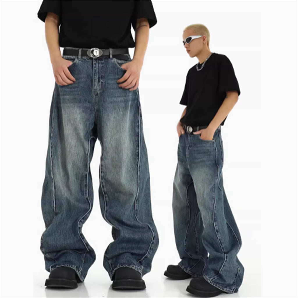 American High Street Heavyweight Medium-High Waist Irregular Denim Jeans