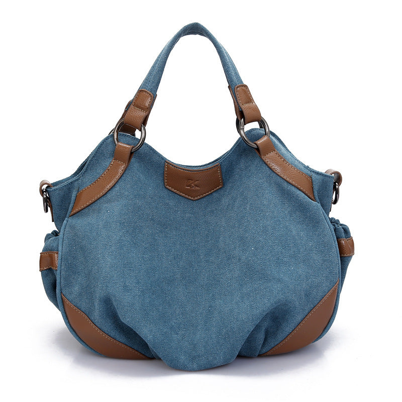 Classic High-Quality Canvas Women's Medium Handbag with Zipper
