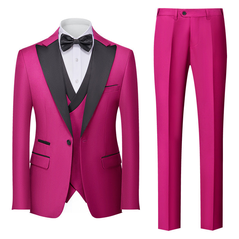 Men's Slim-Fit Three-Piece Cotton Blend Suit