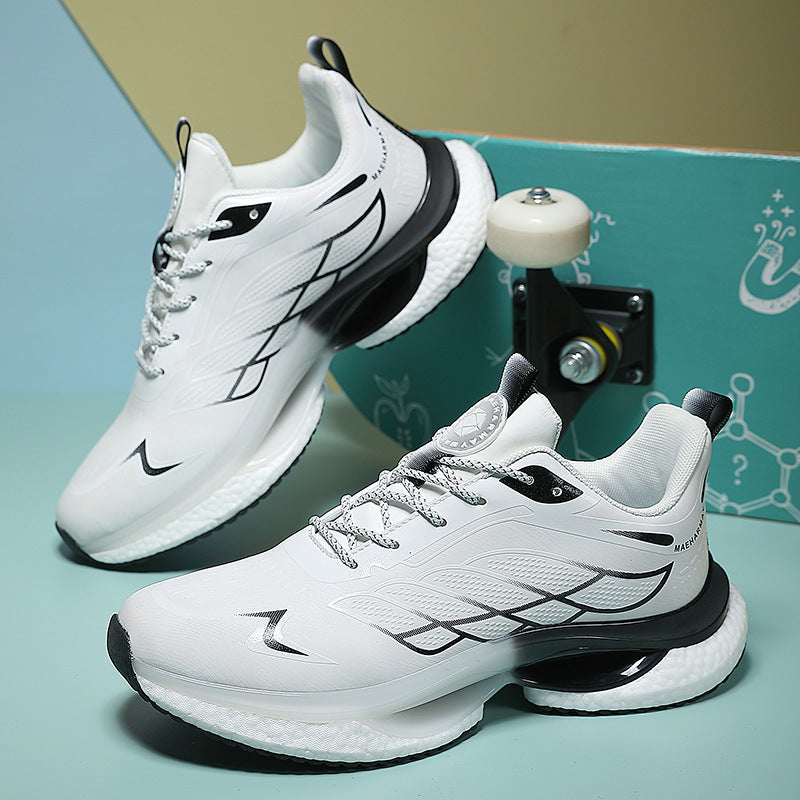 PU Leather Casual Lightweight Running Sneakers with Composite Rubber Sole