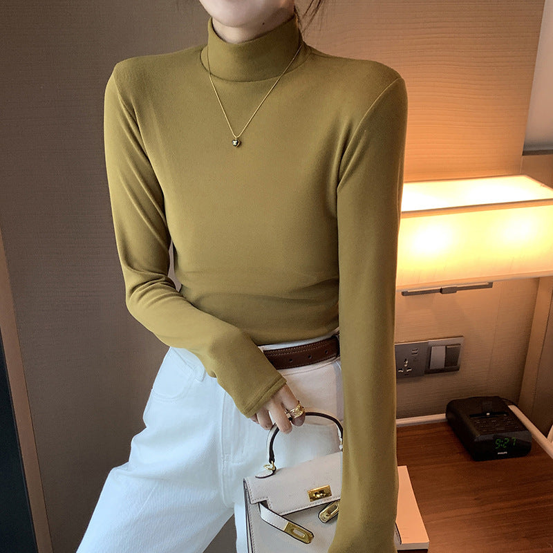 Women’s Half Turtleneck Double-Sided Dralon Bottoming Shirt for Spring & Autumn