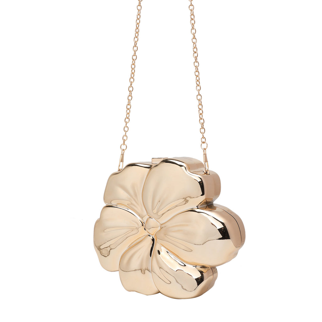Flower Acrylic Round Hard Clutch Chain Crossbody Bag