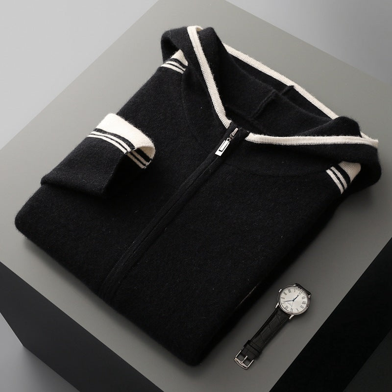 Men's Thickened Zip-Up Fleece Mock-Neck Cardigan Sweater Casual Base Layer