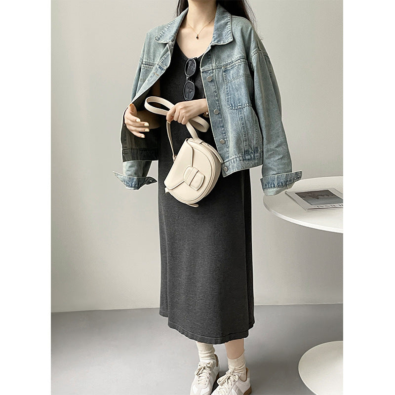 Loose-Washed Blue Denim Jacket in M/L Sizes