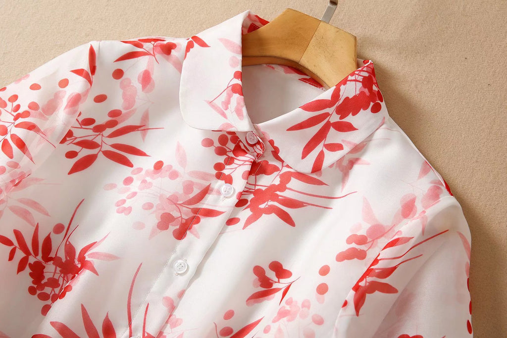 Robe trapèze élégante en fibre de polyester avec col Claudine et imprimé