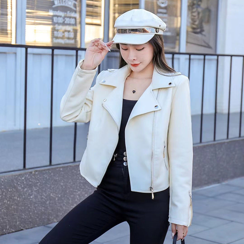 Fashion Black Jacket Lapel High Waist Zipper