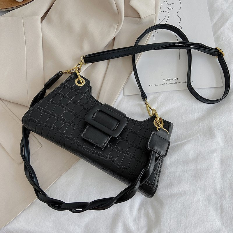 Sac de bras diagonal en PU français pour femmes - Couleurs unies
