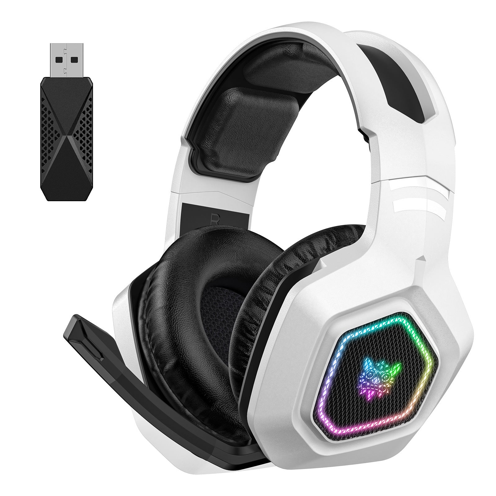Casque de jeu sans fil Bluetooth 2.4G avec éclairage RVB et chargement sans fil