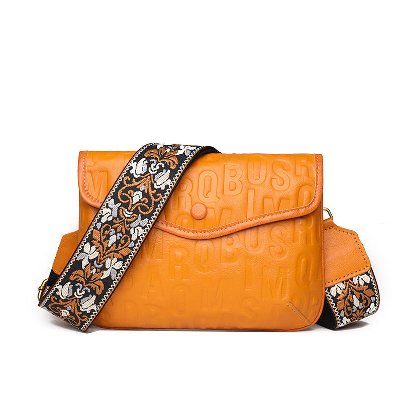 Autumn Winter Retro Genuine Leather Crossbody Bag 25cm
