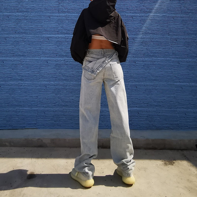 High Waist Wide Leg Denim Jeans for Women