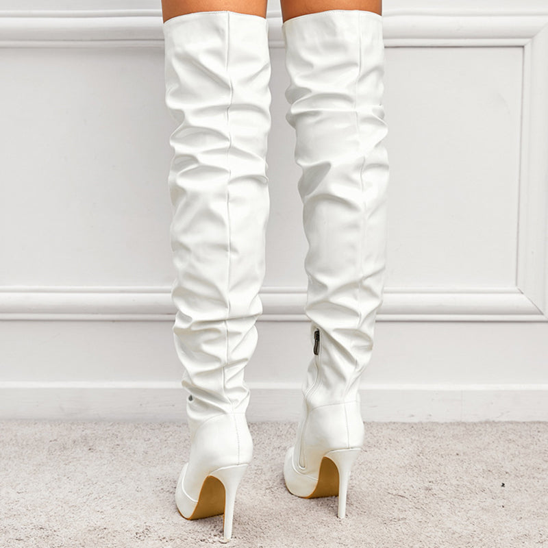 Bottes de soirée cuissardes à talons aiguilles pour femmes