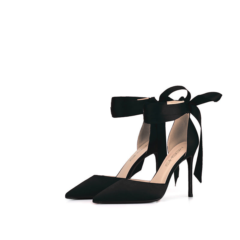 Women's Pointed Toe Strappy Stiletto High Heels 8cm Nude & Black