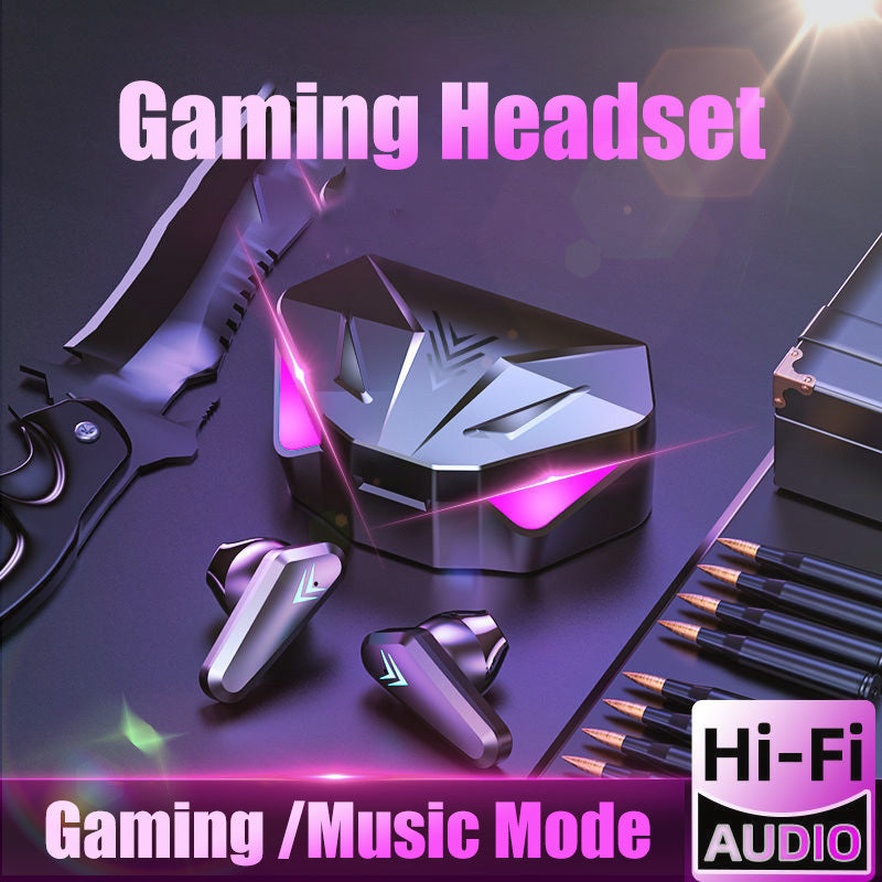 سماعات ألعاب لاسلكية بلوتوث مع ميكروفون، بدون تأخير، تقليل الضوضاء، صوت HiFi، سماعات أذن للألعاب الإلكترونية