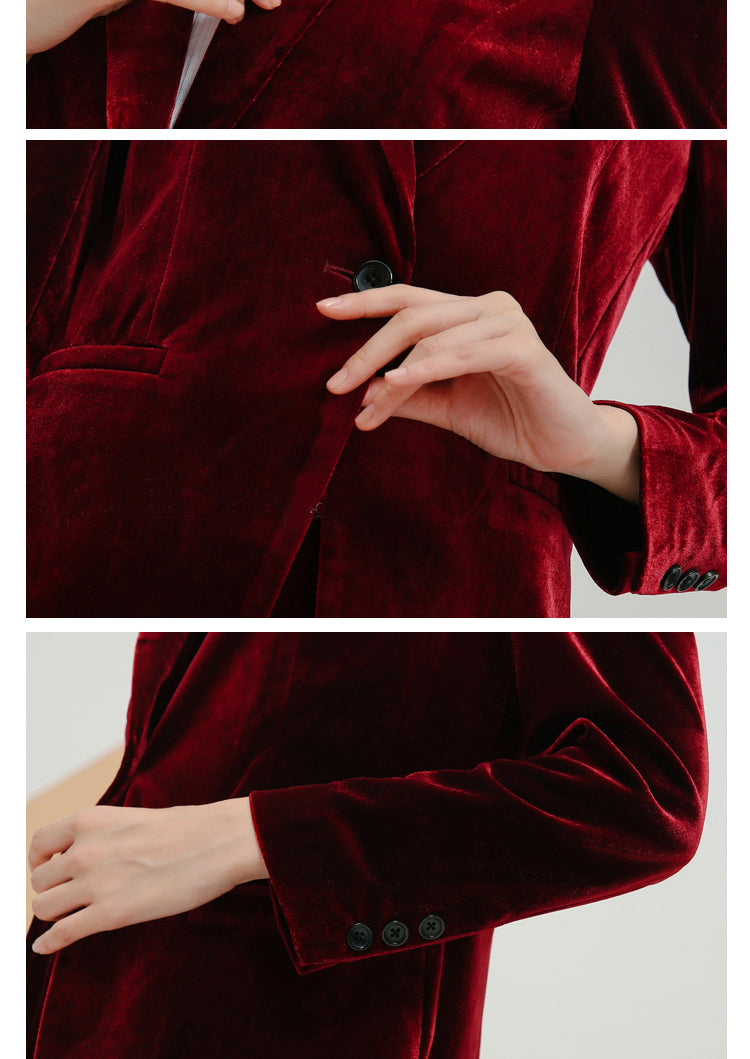 Veste de costume professionnelle en velours coupe ajustée, taille S
