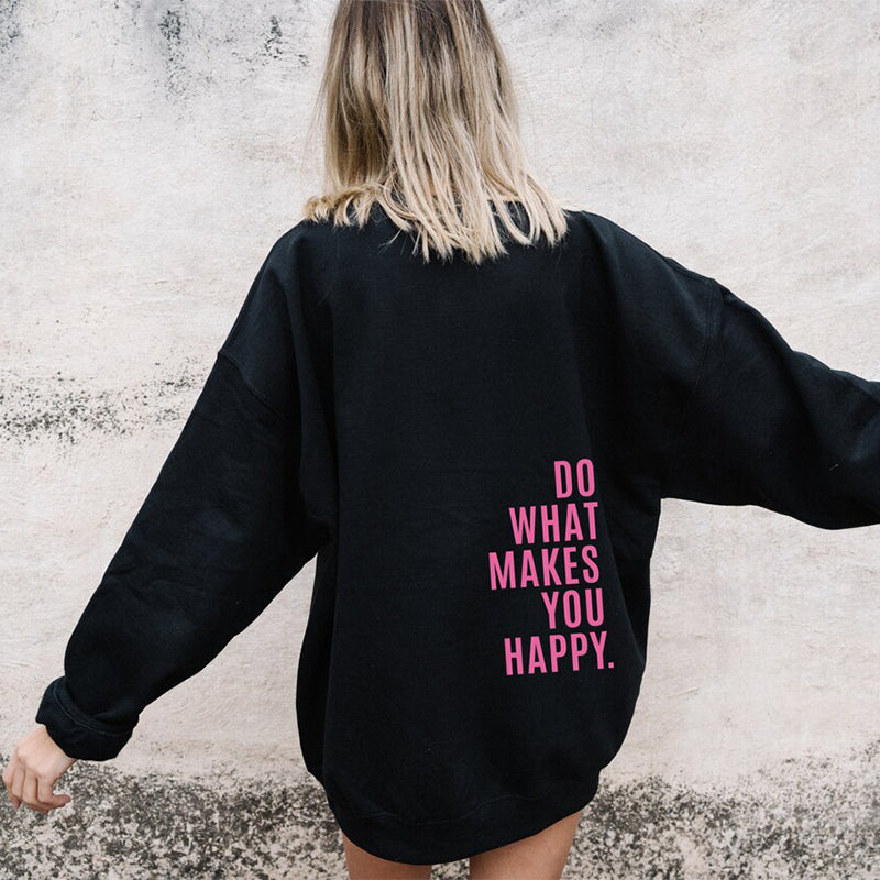 Sweat à Capuche Sport Ample avec Imprimé "Do What Makes You Happy"