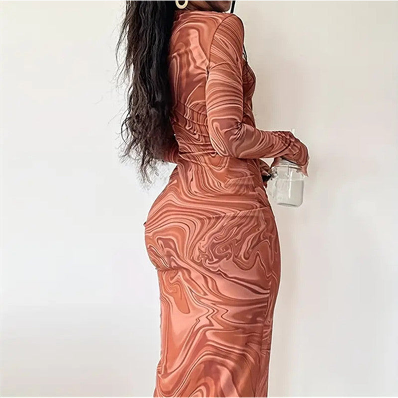 Women's Mid-collar Sexy Polyester Hip Skirt